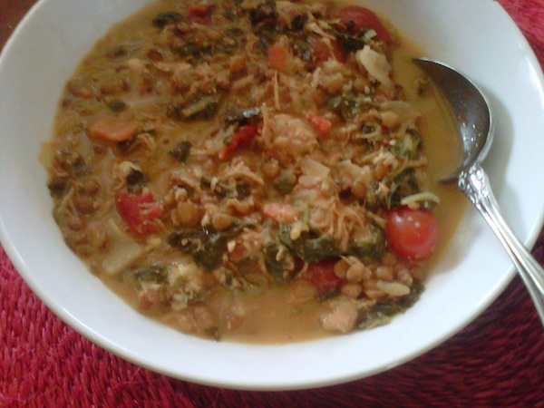 minestra with lentils and spinich